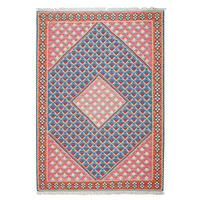 HANDWEBTEPPICH Kelim Senneh Blau 149/107 cm Schurwolle - Blau, Textil (107/149cm) - Looma