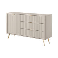 KOMMODE 138 cm Brando mit Schubladen, 1 Tür, Beige - Beige/Goldfarben, Holz/Metall (138/81/38cm) - Emporius