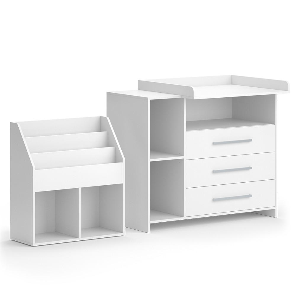 KINDERZIMMER-SET Oskar Weiß 2 Teile, mit Wickelkommode und Bücherregal - Weiß, Holzwerkstoff (113/100/69.9cm) - Vicco