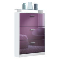 SCHUHSCHRANK Lavia Front in Brombeer Hochglanz - Brombeere, Holzwerkstoff (89/128/23cm) - Vladon