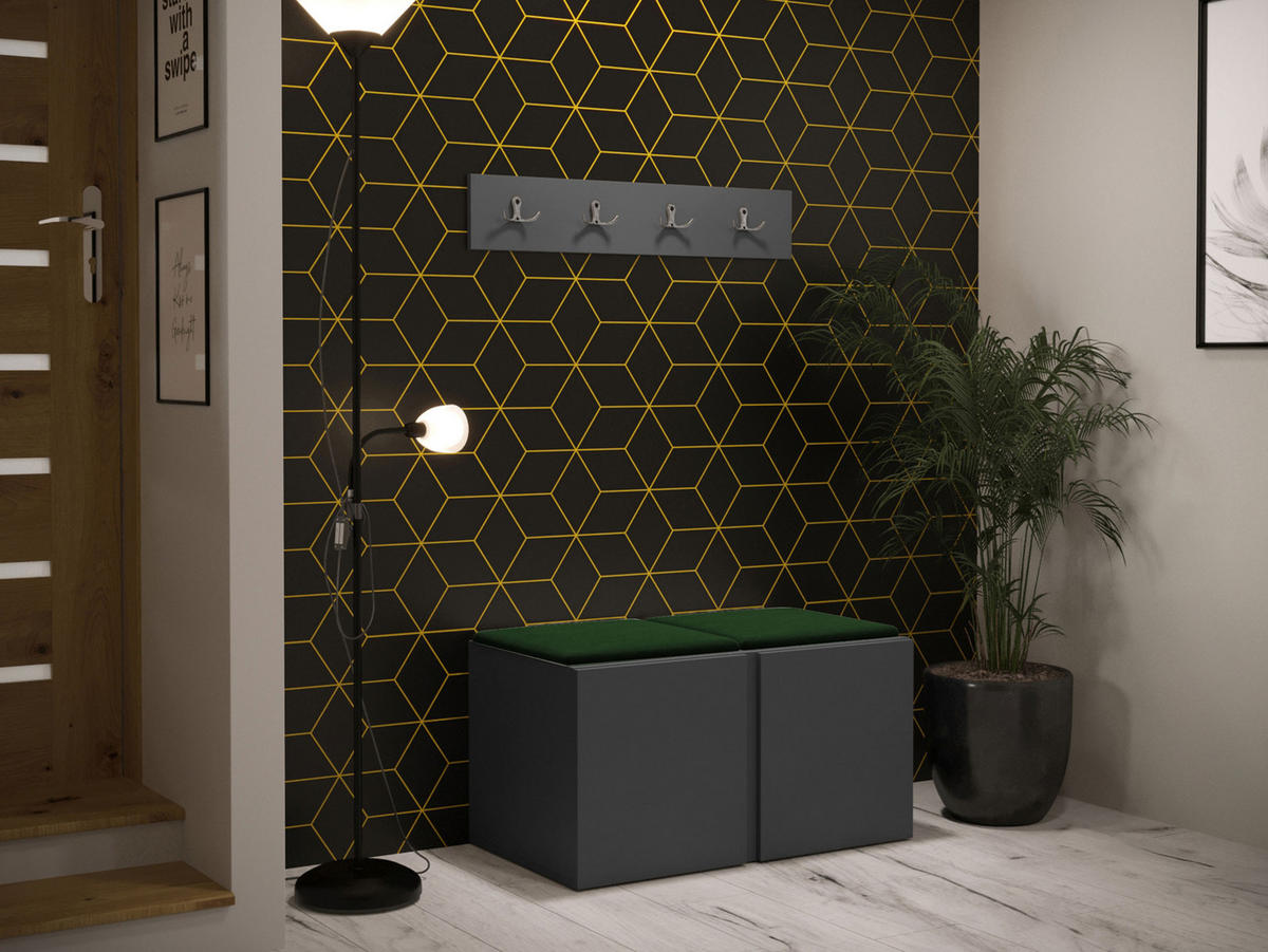 MOBILIER PENTRU HOL Orion VI - verde/grafit, material plastic/compozit lemnos (84/42/46cm) - MIRJAN24