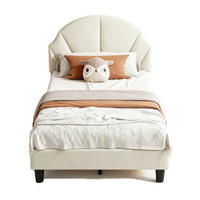 POLSTERBETT 90x200 cm höhenverstellbarem Kopfteil, Kinderbett mit Lattenrost,Samtstoff, Beige - Beige, Holz/Holzwerkstoff (90/200cm) - BursDany