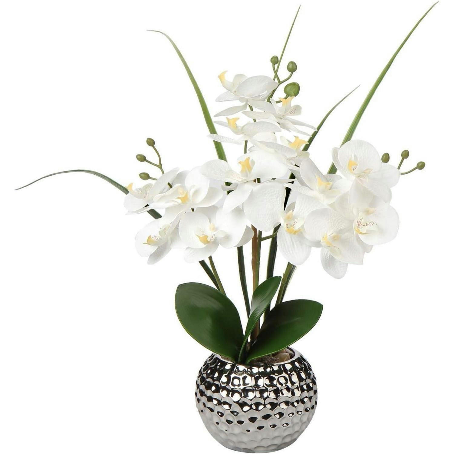 KUNSTBLUME Orchidee Phalaenopsis Weiß 49 cm - Weiß, Keramik (40cm)