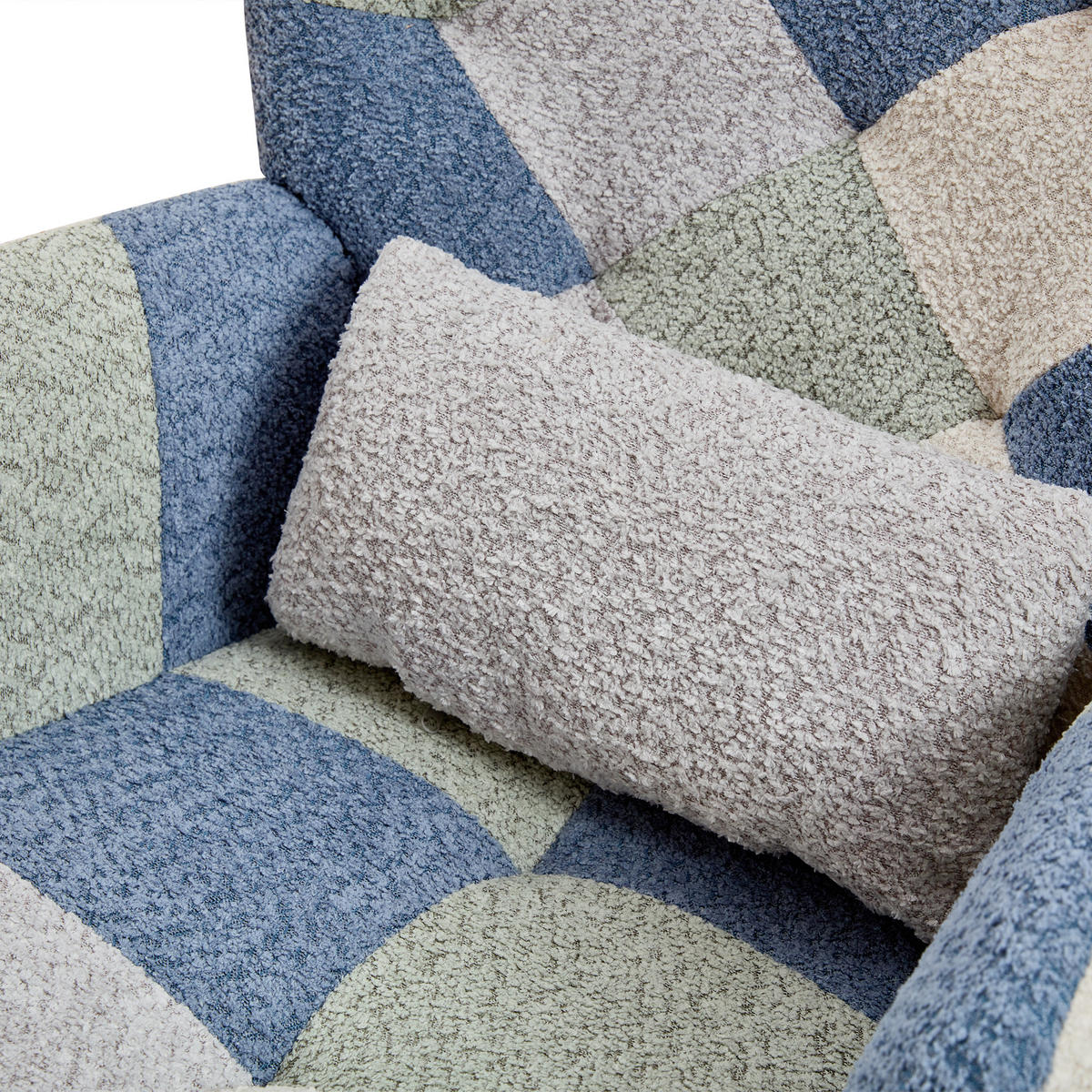 SCHAUKELESESSEL mit Hocker Stoff Patchwork gepolstert 110kg - Multicolor, Textil (122/91/68cm) - FLIEKS