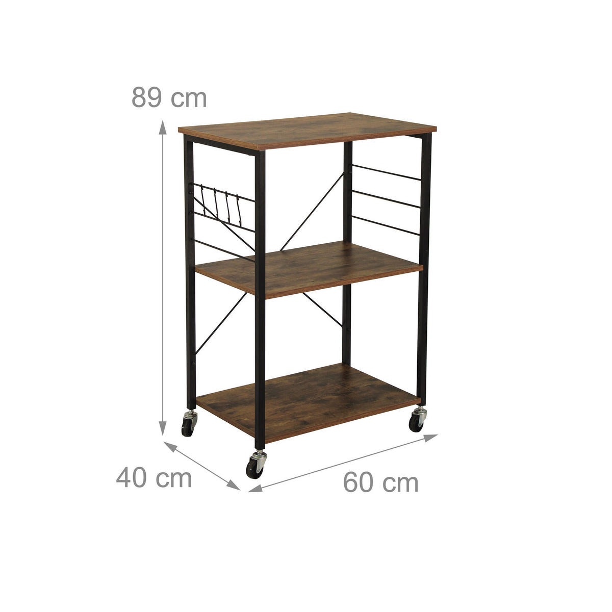 ROLLWAGEN - Multicolor, Holzwerkstoff/Kunststoff (60/89/40cm) - Relaxdays