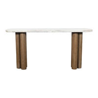 KONSOLENTISCH aus Massivholz und Marmor 165/77/38 cm - Blau, Holz (12/38/77cm) - Signature