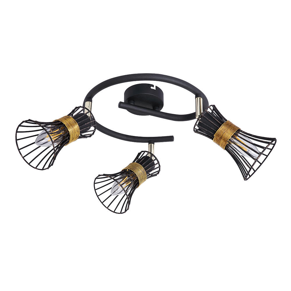 DECKENLEUCHTE Metall Gitteroptik Schwarz Gold - Schwarz, Metall (25/25/22cm) - Globo Lighting