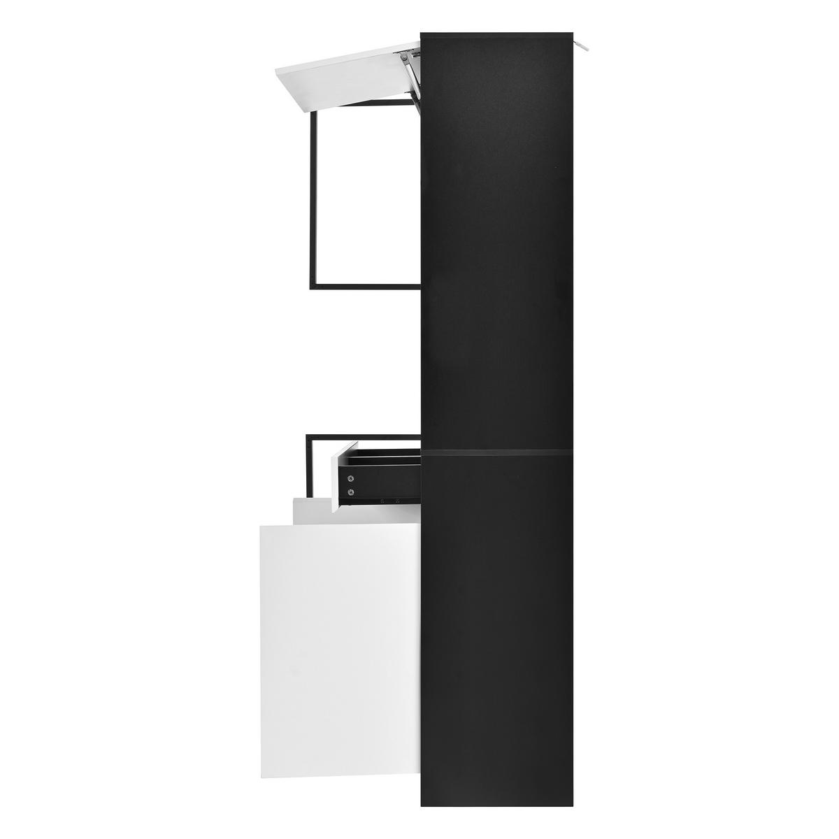 HOCHSCHRANK mit LED, Türen und Schubladen - Schwarz/Weiß, Holzwerkstoff (120/180/35cm) - FLIEKS