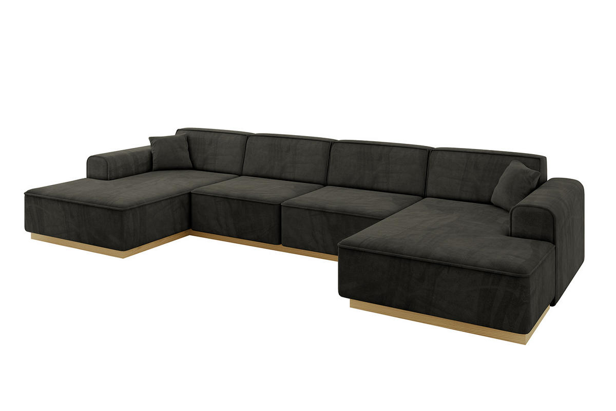 WOHNLANDSCHAFT IREA-U2-v2 - 388x171x83 cm Schwarz - Schwarz, Holzwerkstoff/Textil (388/83/171cm) - ALTDECOR