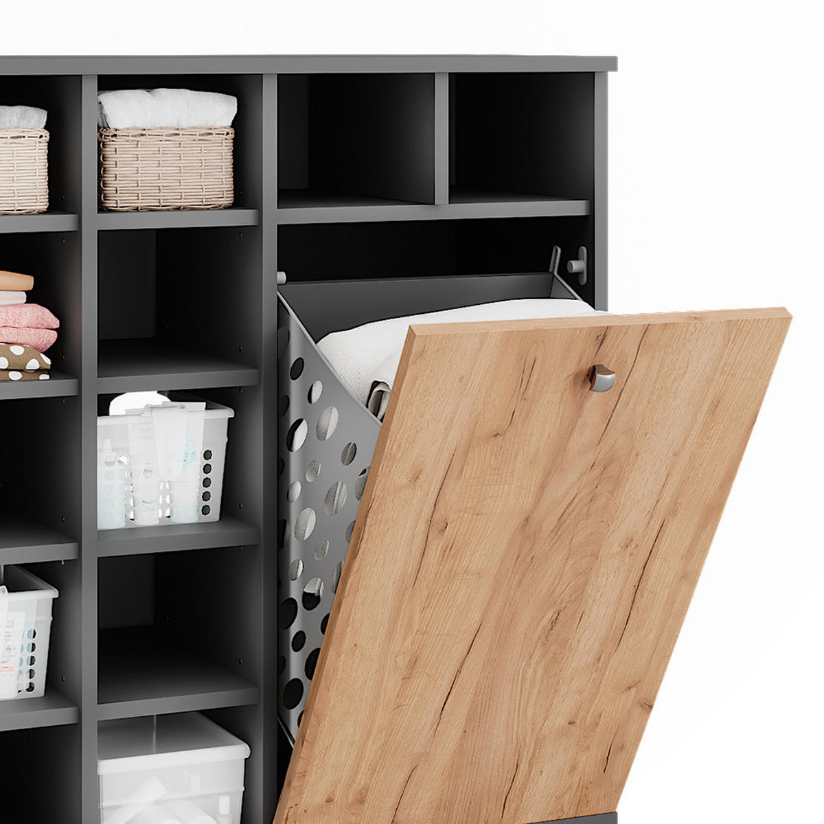 WÄSCHESCHRANK Fynn Anthrazit/Goldkraft Eiche 78.4 x 91.6 cm - Honigeiche/Anthrazit, Holzwerkstoff (78.4/91.6/34cm) - Vicco