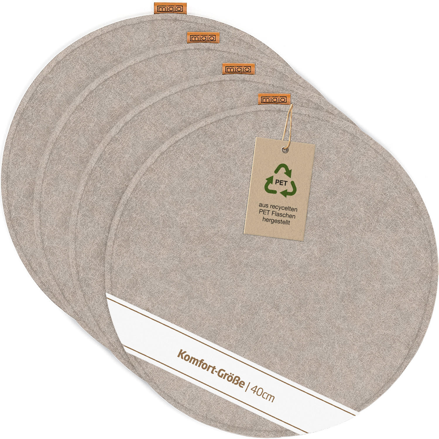 SITZKISSEN mit Antirutschnoppen 4er-Set - Beige, Textil (40/40/2cm) - Miqio Design
