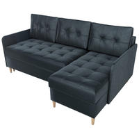 ECKSOFA Fado mit Schlaffunktion Graphit Samtstoff - Graphitfarben, Textil (210/141cm) - Bromarkt