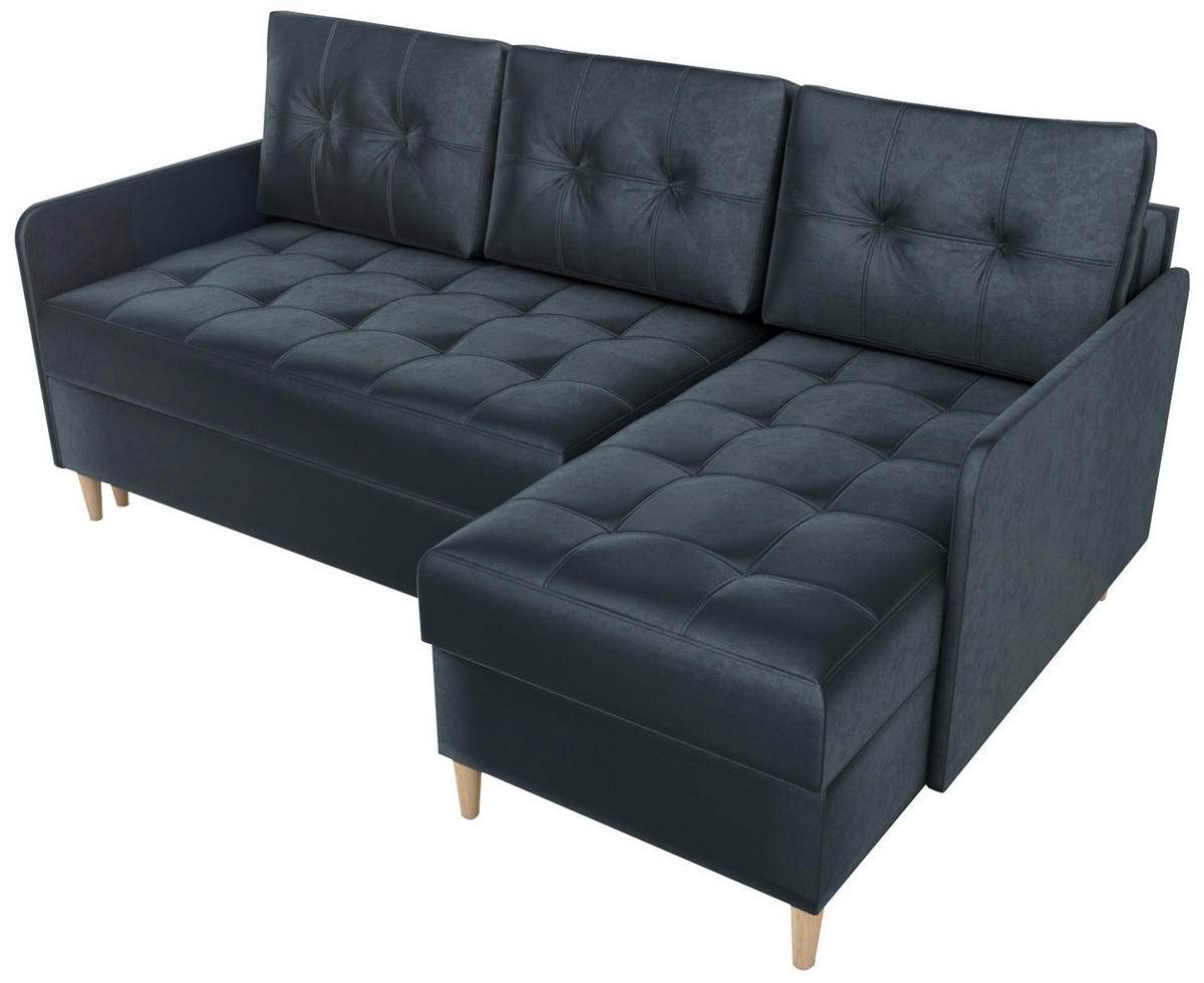 ECKSOFA Fado mit Schlaffunktion Graphit Samtstoff - Graphitfarben, Textil (210/141cm) - Bromarkt