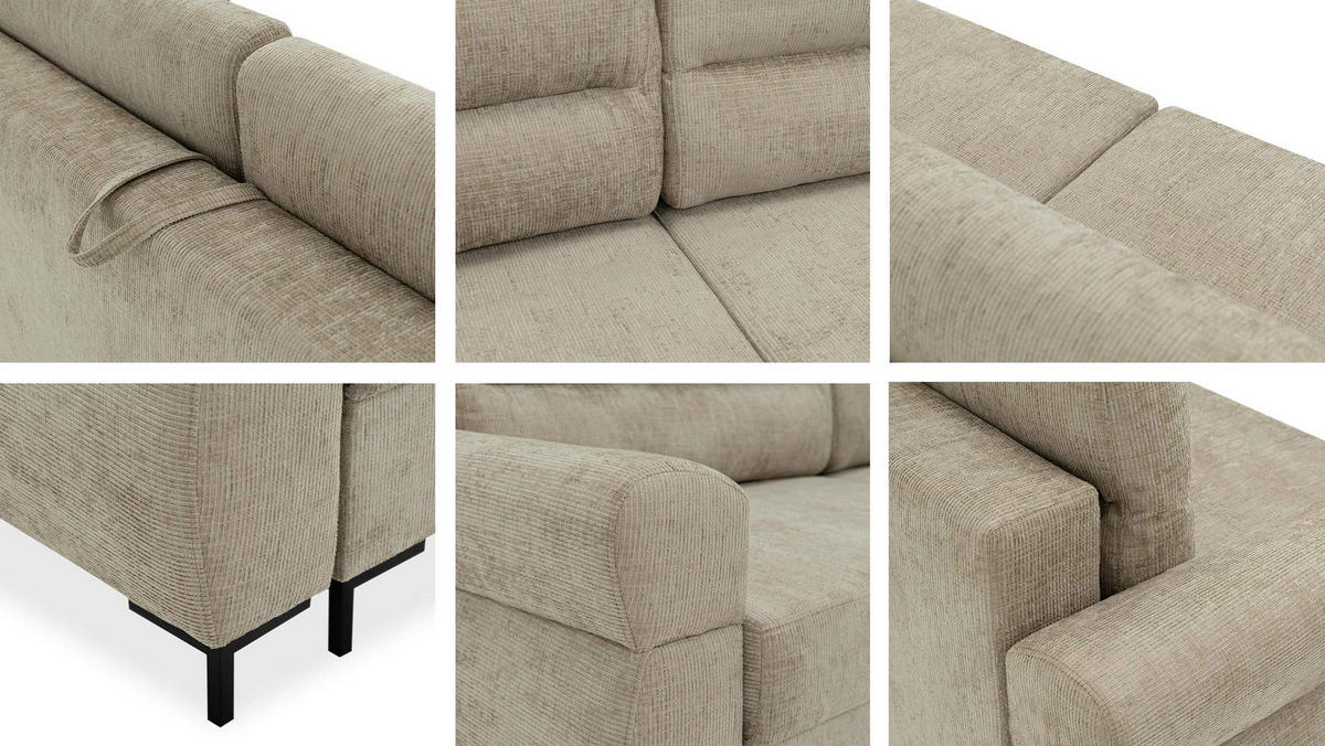 ECKSOFA Berne - Creme/Schwarz, Holz/Kunststoff (258/170cm) - MIRJAN24