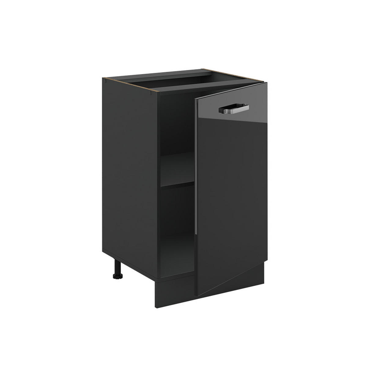 KÜCHENUNTERSCHRANK R-Line, Schwarz Hochglanz/Anthrazit, 50 cm Arbeitsplatte Marmor - Schwarz Hochglanz/Anthrazit, Holzwerkstoff (50/81.6/60cm) - Vicco