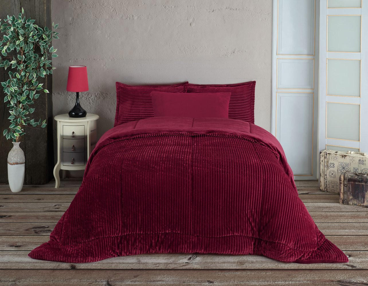 TAGESDECKE 260/240 cm Set 4-teilig VESPA #08 - Bordeaux, Textil (260/240cm) - ROLFNERS