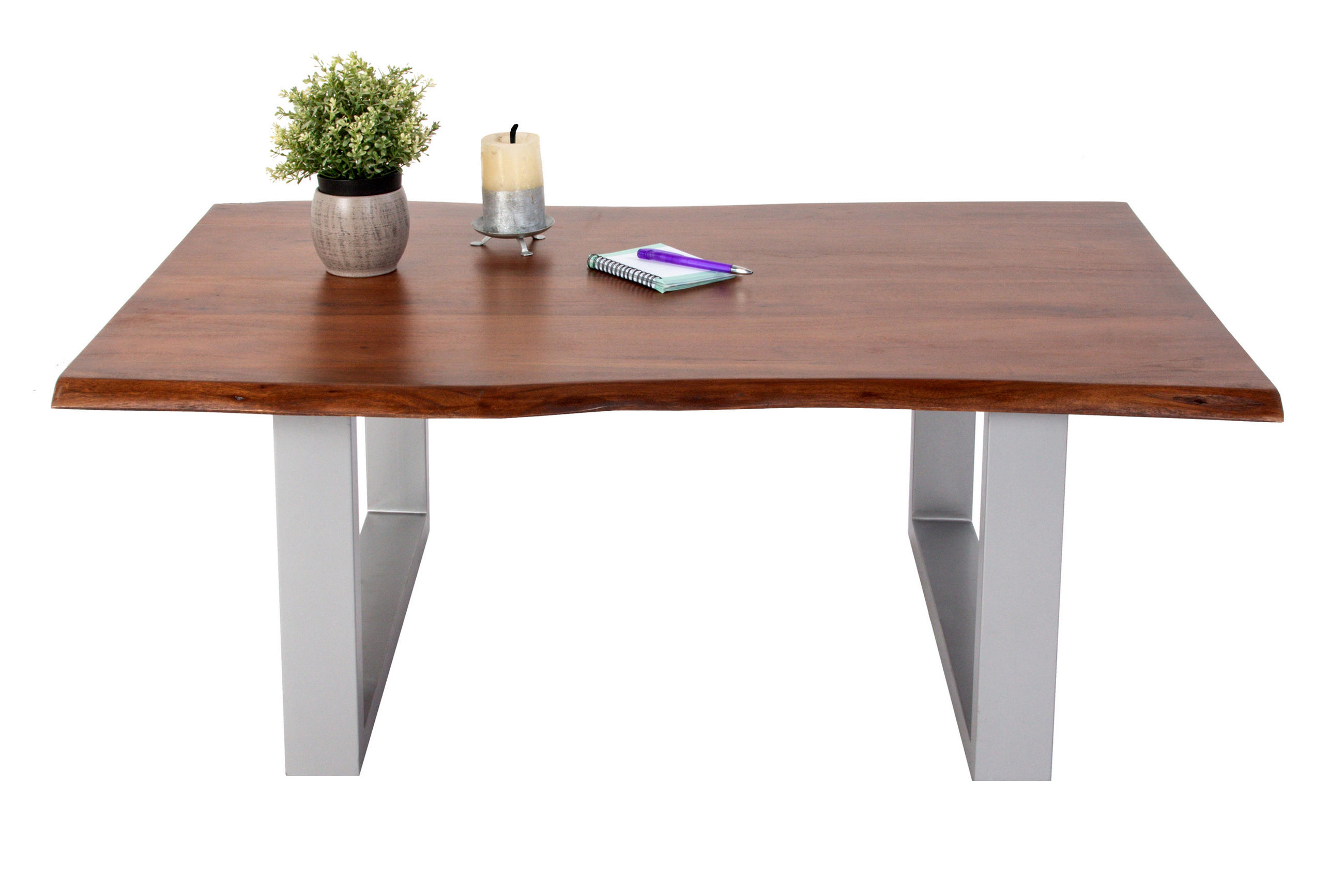 COUCHTISCH INSA - Silberfarben/Braun, Holz/Metall (75/110/43cm) - SAM
