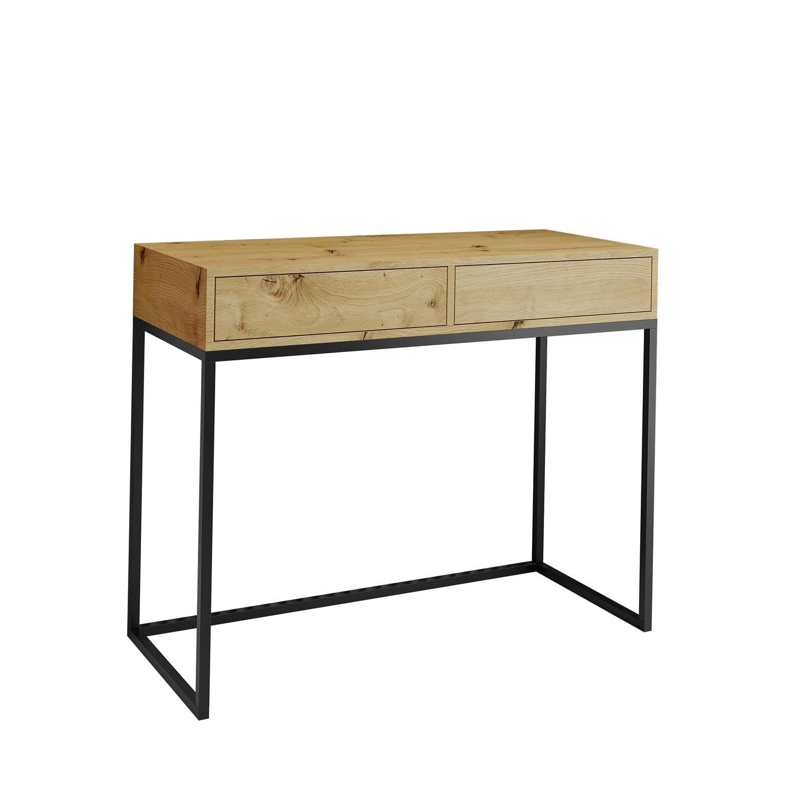 SCHMINKTISCH Cubic 80 Wotan Eiche, mit Schwarzgestell - Eiche Wotan/Schwarz, Holzwerkstoff/Metall (35/80/80cm) - Bettso