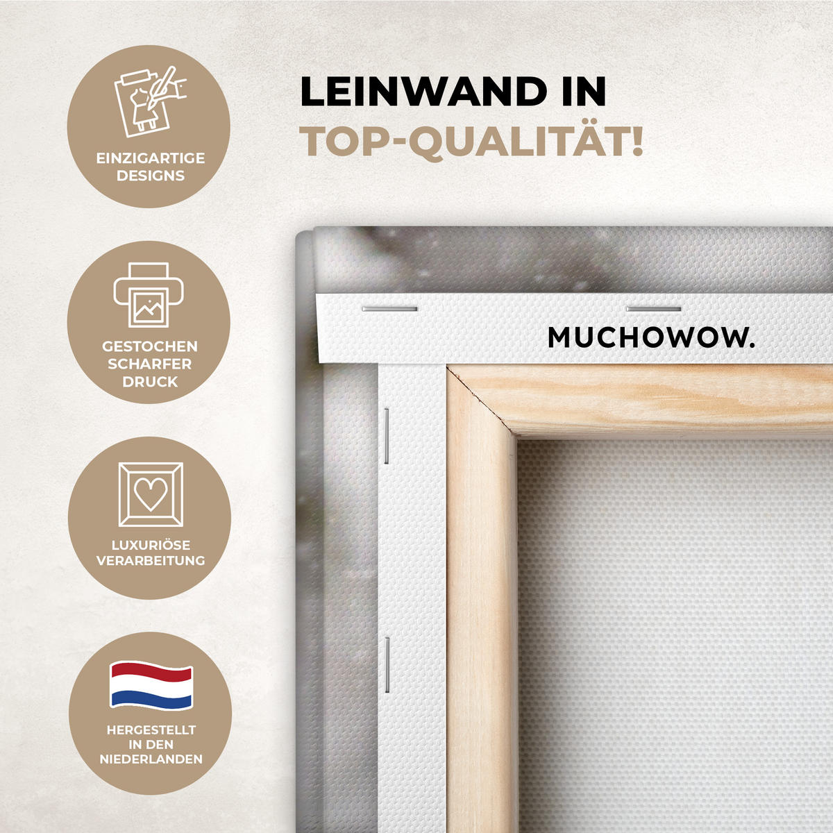 LEINWANDBILD Wolf - Winter - Schnee - Natur - Tiere 90x140 cm - Haselnussfarben, Textil (90/140cm) - MuchoWow