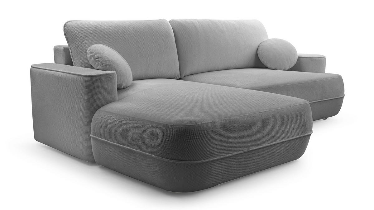 ECKCOUCH L Form Peoni Hellgrau 267/168/87 cm mit Schlaffunktion L - Hellgrau/Schwarz, Kunststoff/Textil (168/267cm) - AX Living