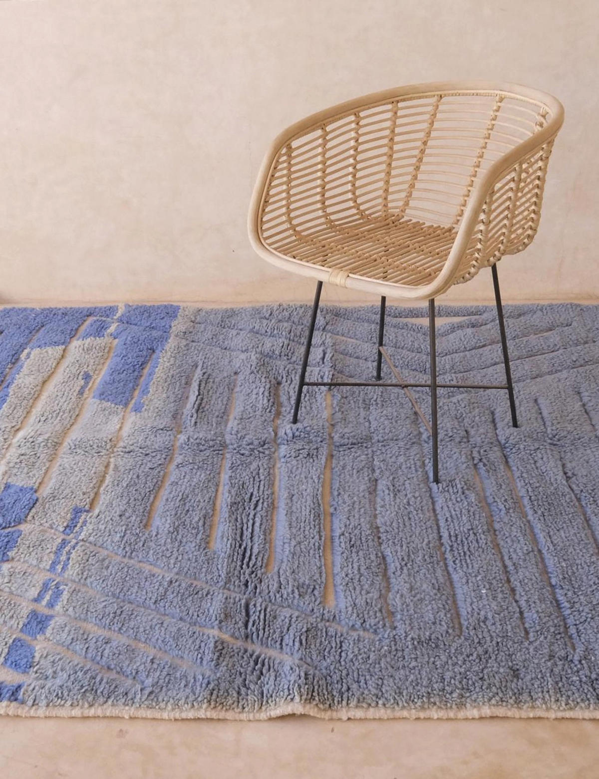 BERBERTEPPICH marokkanisch elegant handgeknüpft 200x 300 cm - Blau, Naturmaterialien (200/300cm) - AFK Living