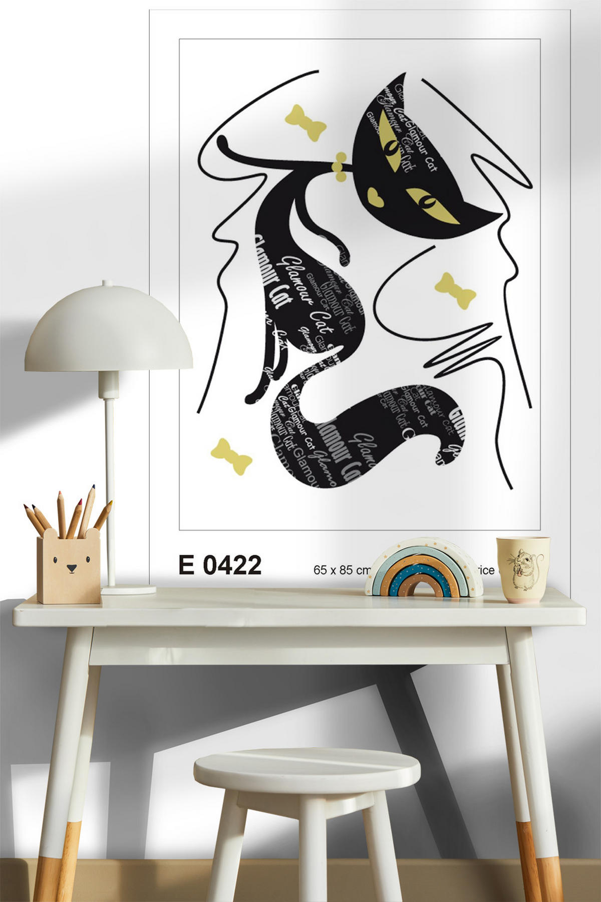 WANDTATTOO Katze 85 x 65 cm - Schwarz, Papier (85/65/65cm) - Sanders & Sanders