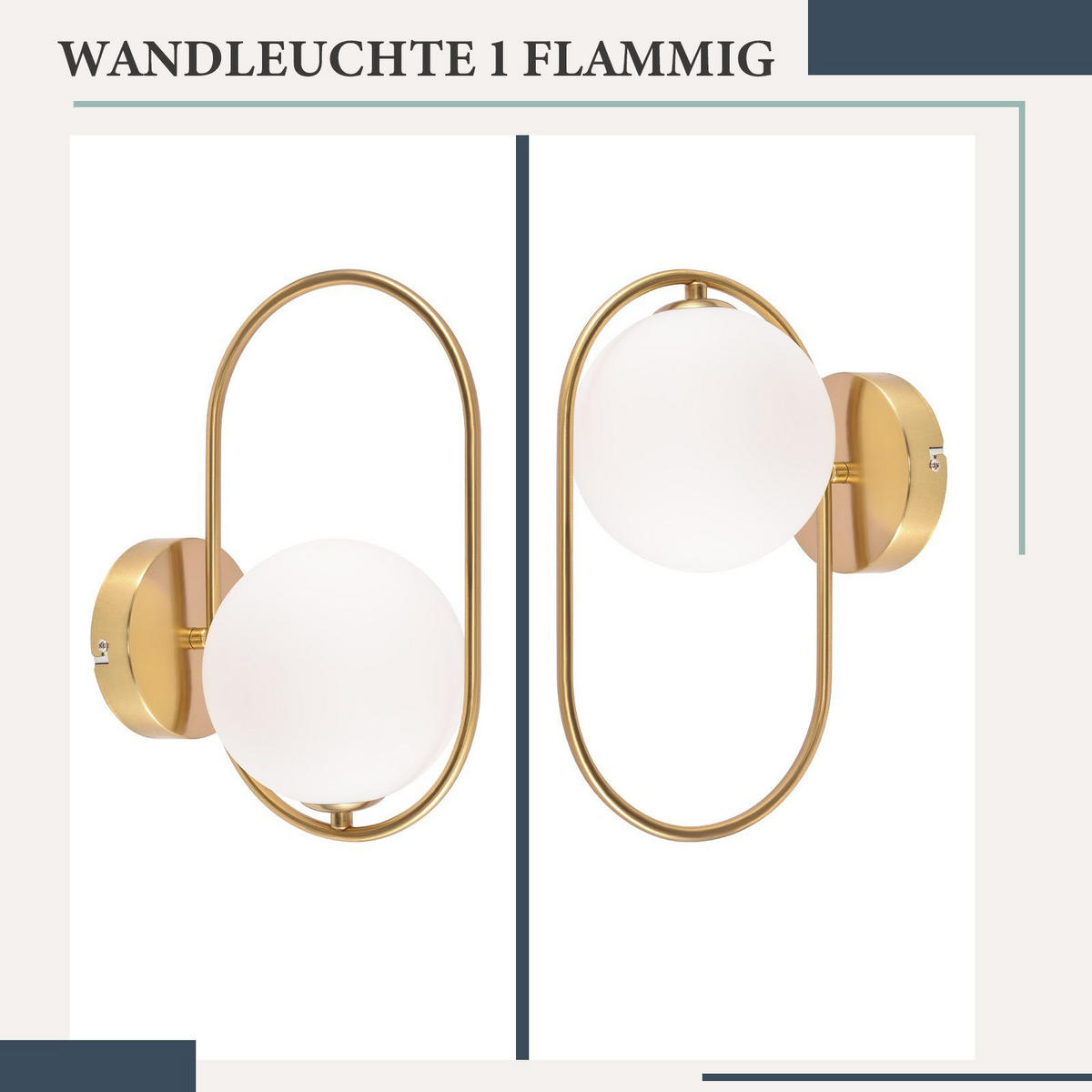 WANDLEUCHTE Verve - Goldfarben, Metall (22/32/10cm) - Nettlife