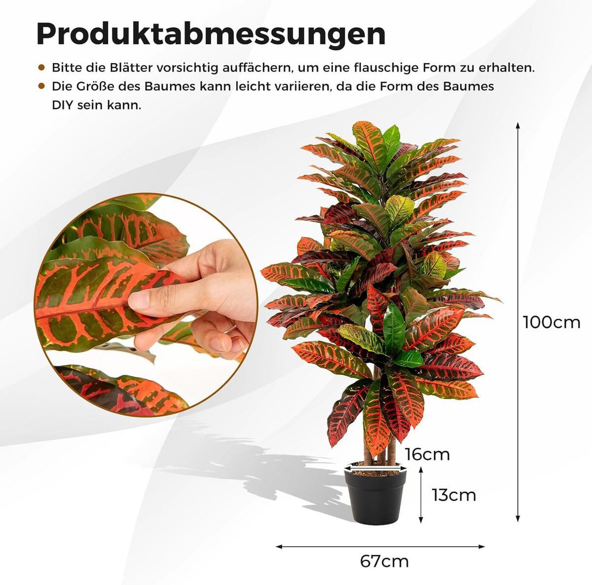 PALMENBAUM Rot - Rot, Kunststoff (100cm) - COSTWAY