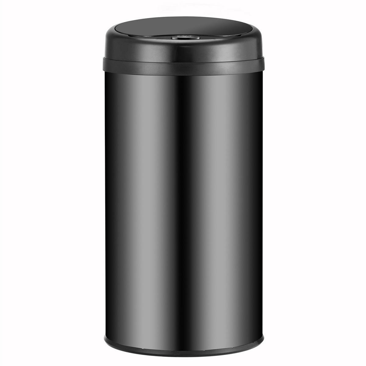 MÜLLEIMER rund 40L schwarz mit Sensor - Schwarz, Metall (31/68/31cm) - Juskys