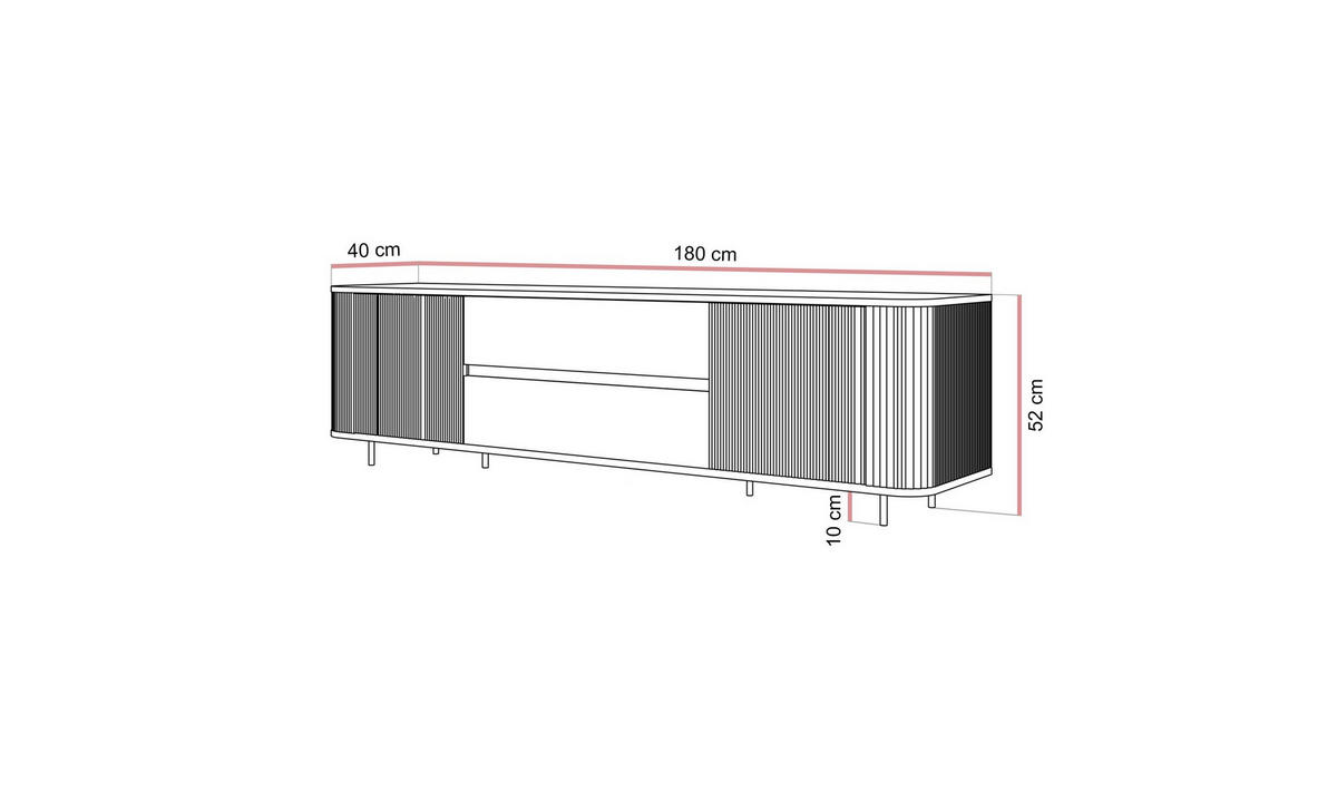 TV-SCHRANK MIRAGE GOLD 180/40/52 cm Sandbeige - Sandfarben/Goldfarben, Holzwerkstoff (180/52/40cm) - Lookway