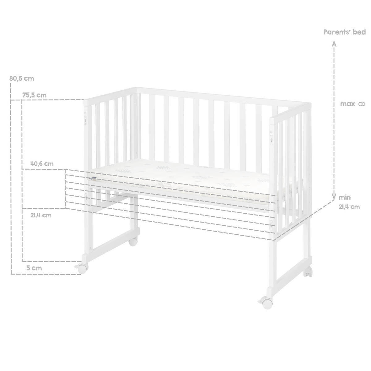 BEISTELLBETT roba Style grau 3in1 Set 90 x 45 cm - Weiß/Grau, Holzwerkstoff (45/90cm) - Roba