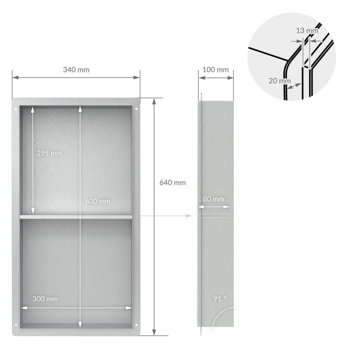 DUSCHNISCHE Silber 30/60 cm - Silberfarben, Metall (64/10/34cm) - LuxeBath