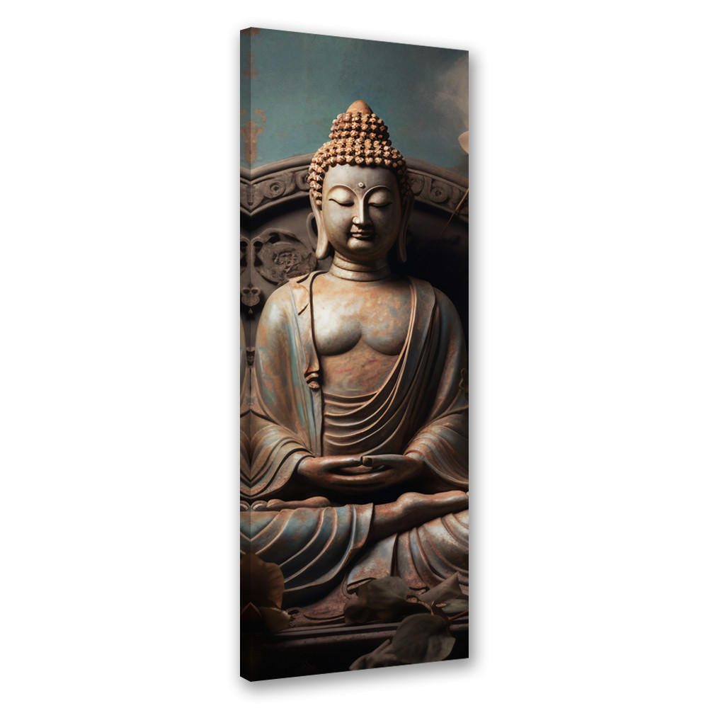 WANDBILD buddha statue - Braun, Textil (30/90cm) - Feeby