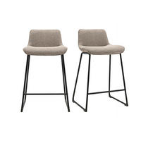 BARHOCKER aus taupefarbenem Stoff und schwarzem Metall H65 cm (2er Set) BOOST - Taupe, Textil (45/82.5/49.5cm) - Miliboo