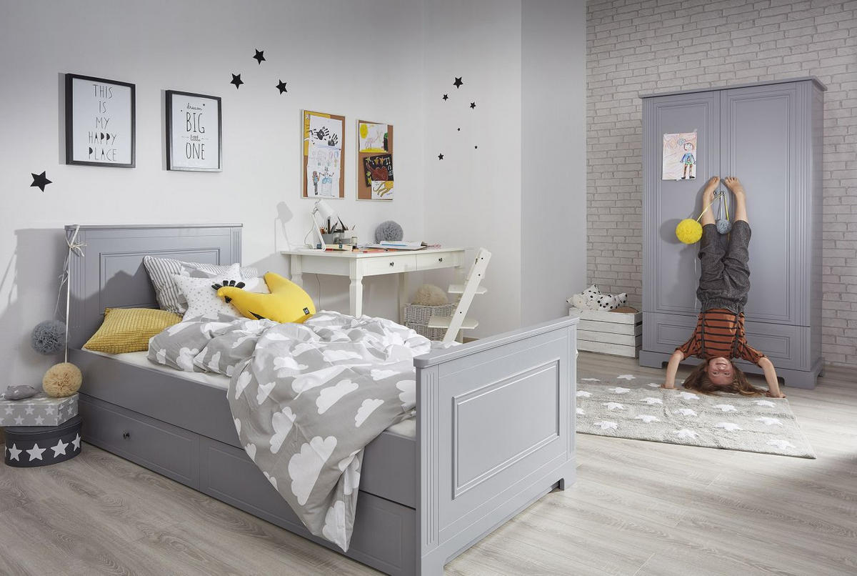 KINDERKLEIDERSCHRANK Ines, 2-türig - Grau, Holzwerkstoff (102/180/51cm) - RAUMHIRSCH FURNITURE