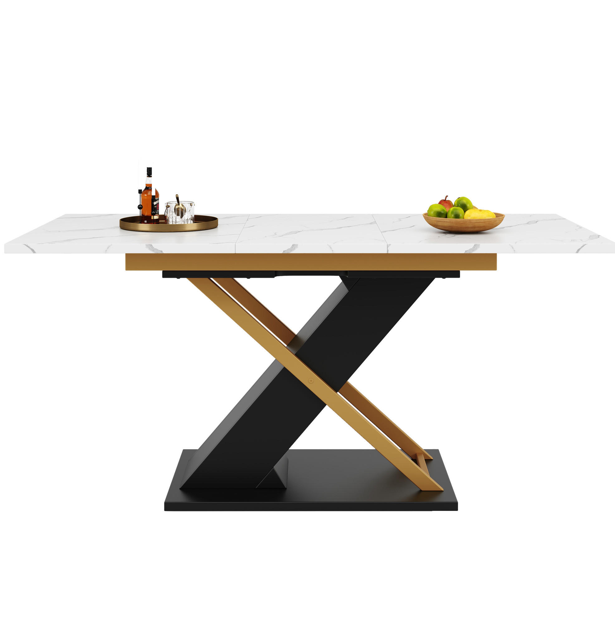 ESSTISCH 120-160/75,4/80 cm Schwarz aus MDF und Metall mit Ausziehfunktion - Schwarz, Holzwerkstoff (160/80/75.4cm) - OKMYHOME