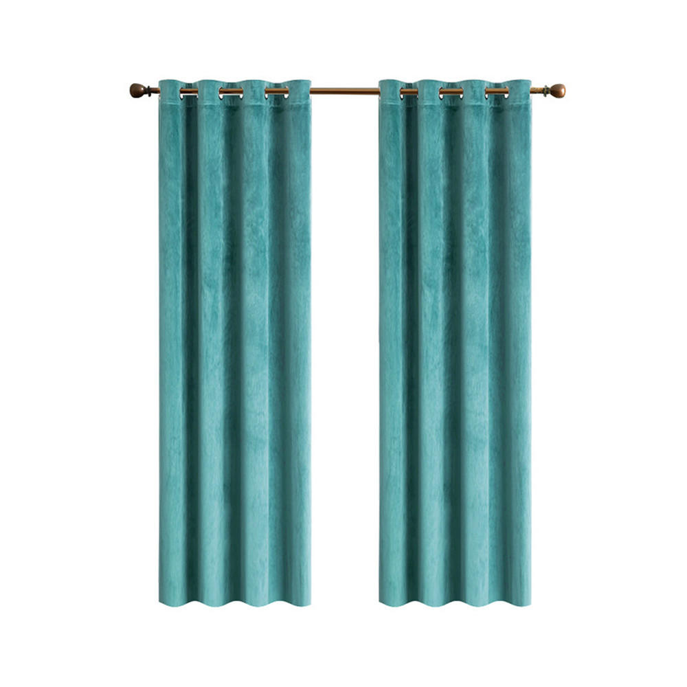 FERTIGVORHANG 2er Set 140 x 260 cm Samt - Türkis, Textil (140/260cm) - Kaket