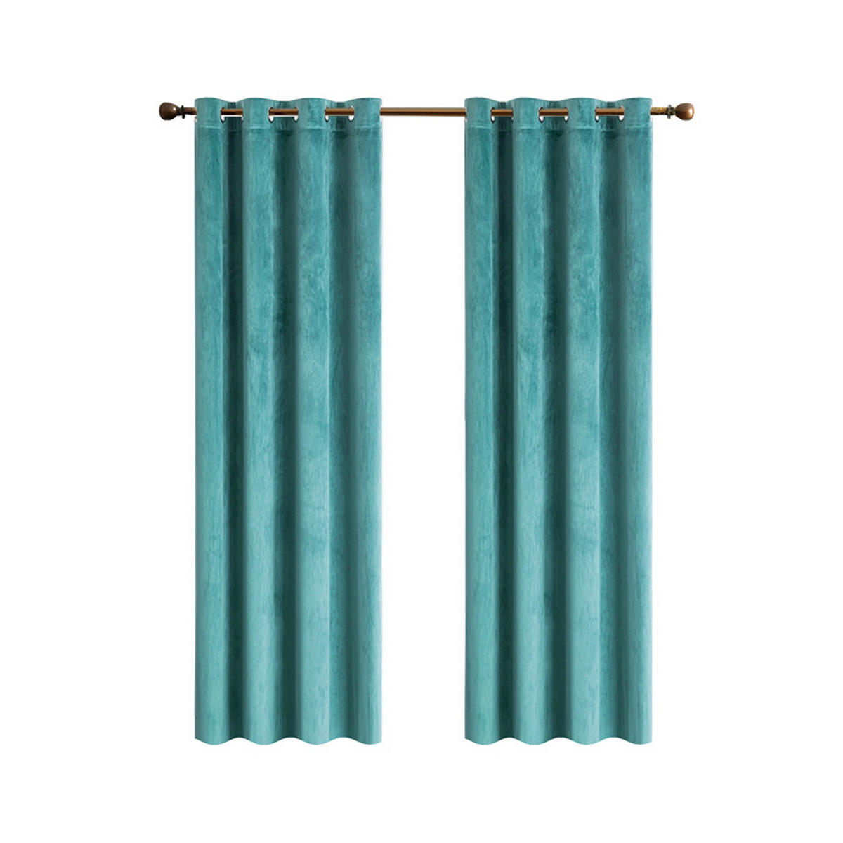 FERTIGVORHANG 2er Set 140 x 260 cm Samt - Türkis, Textil (140/260cm) - Kaket