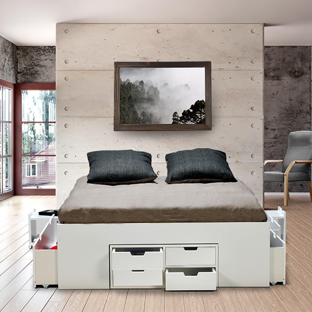 STAURAUMBETT 160 x 200cm, weiß - Weiß, Holzwerkstoff (160/200cm) - Weber Industries