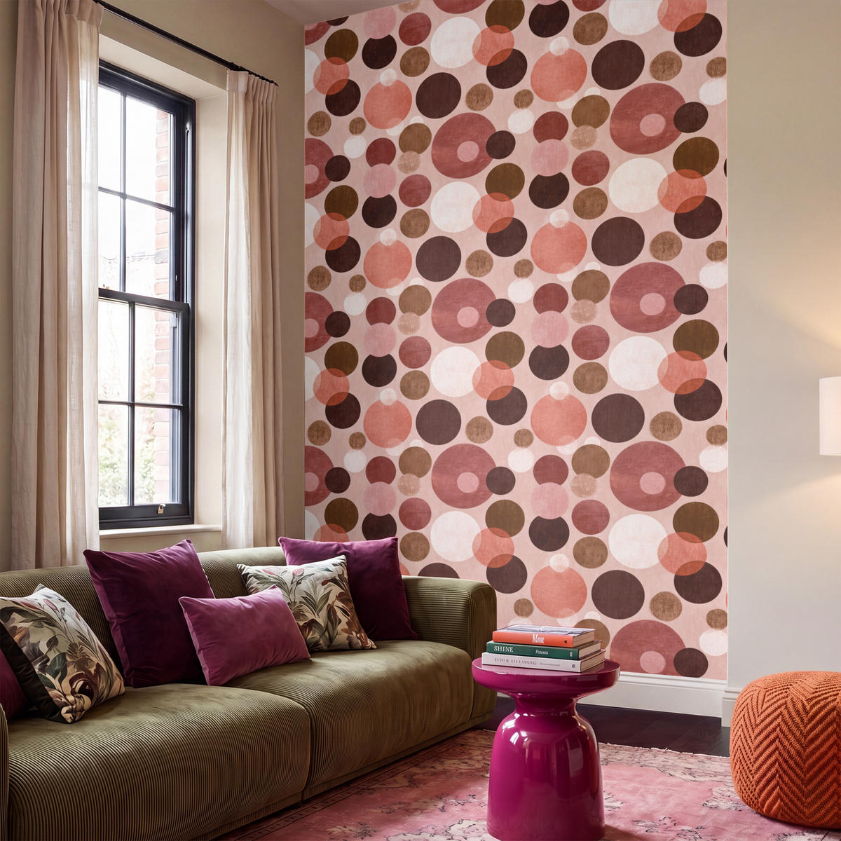 TAPETE - Kreise - Modern - Farbenfroh - 180x300 cm - Multicolor, Papier (180/300cm) - OnlyWow