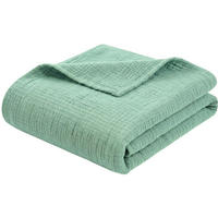 WOHNDECKE Musselin 150 x 200 cm, Leichte Kuscheldecke aus 100% Baumwolle - Als Tagesdecke, Plaid oder Decke für Sofa, Couch & Bett - Salbei Grün - Grün, Textil (150/200cm) - Carpe Sonno