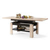 COUCHTISCH rechteckig Sonoma Eiche - Schwarz ausziehbar höhenverstellbar - Schwarz/Sonoma Eiche, Holzwerkstoff (65/130/58cm) - designimpex