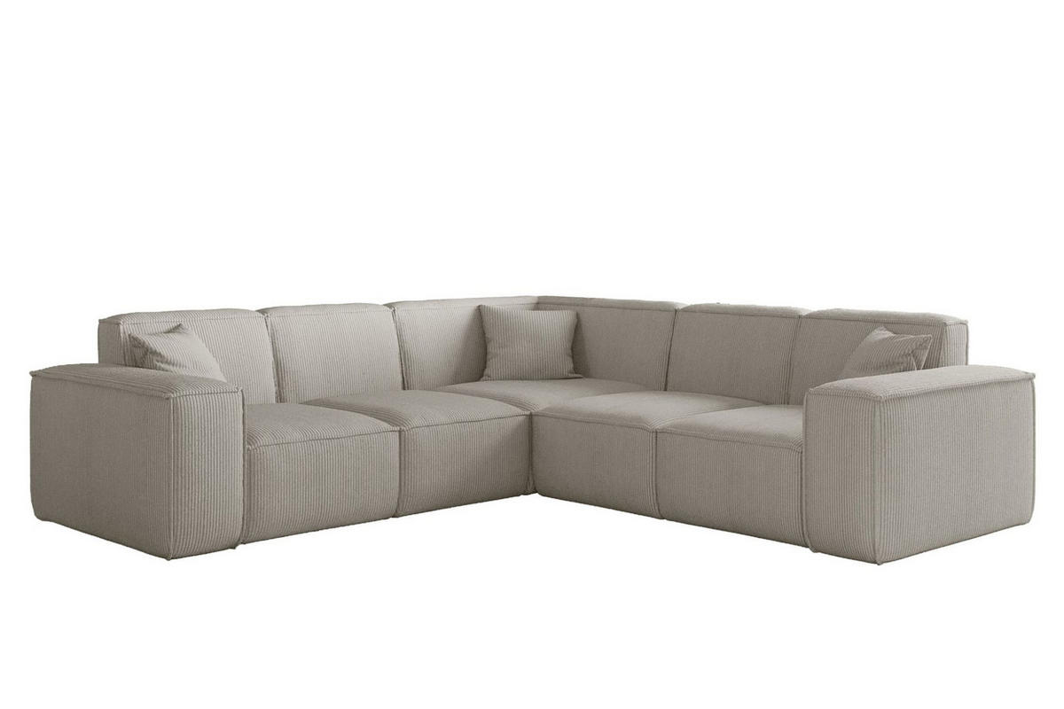 SOFA Celes Premium Stoff Scala - Hellgrau, Holzwerkstoff/Textil (246/246cm) - Fun Möbel