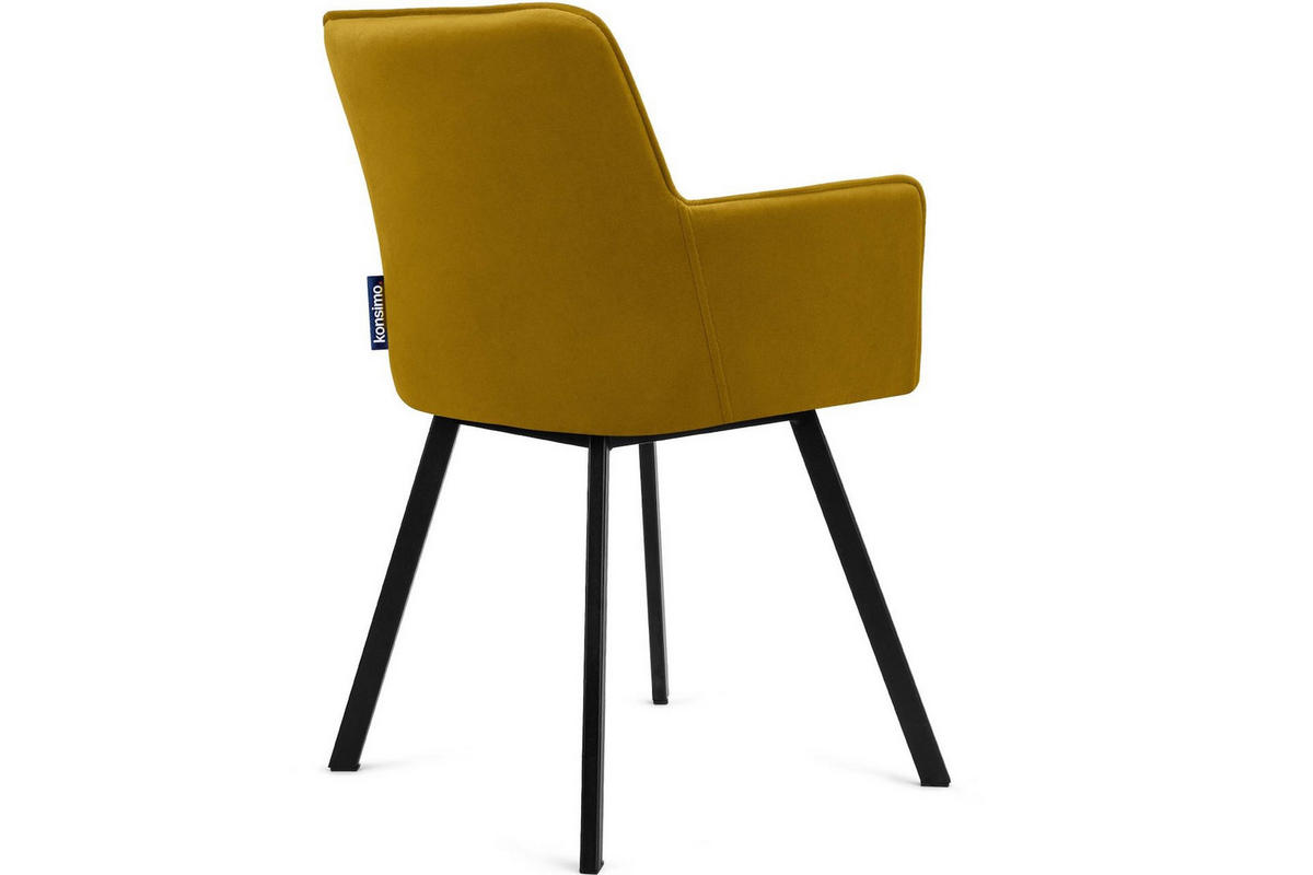 ESSZIMMERSTUHLE PYRUS 2-tlg Velours-Sitz, Gelb/Schwarz - Gelb/Schwarz, Textil/Metall (56/84/46cm) - KONSIMO®