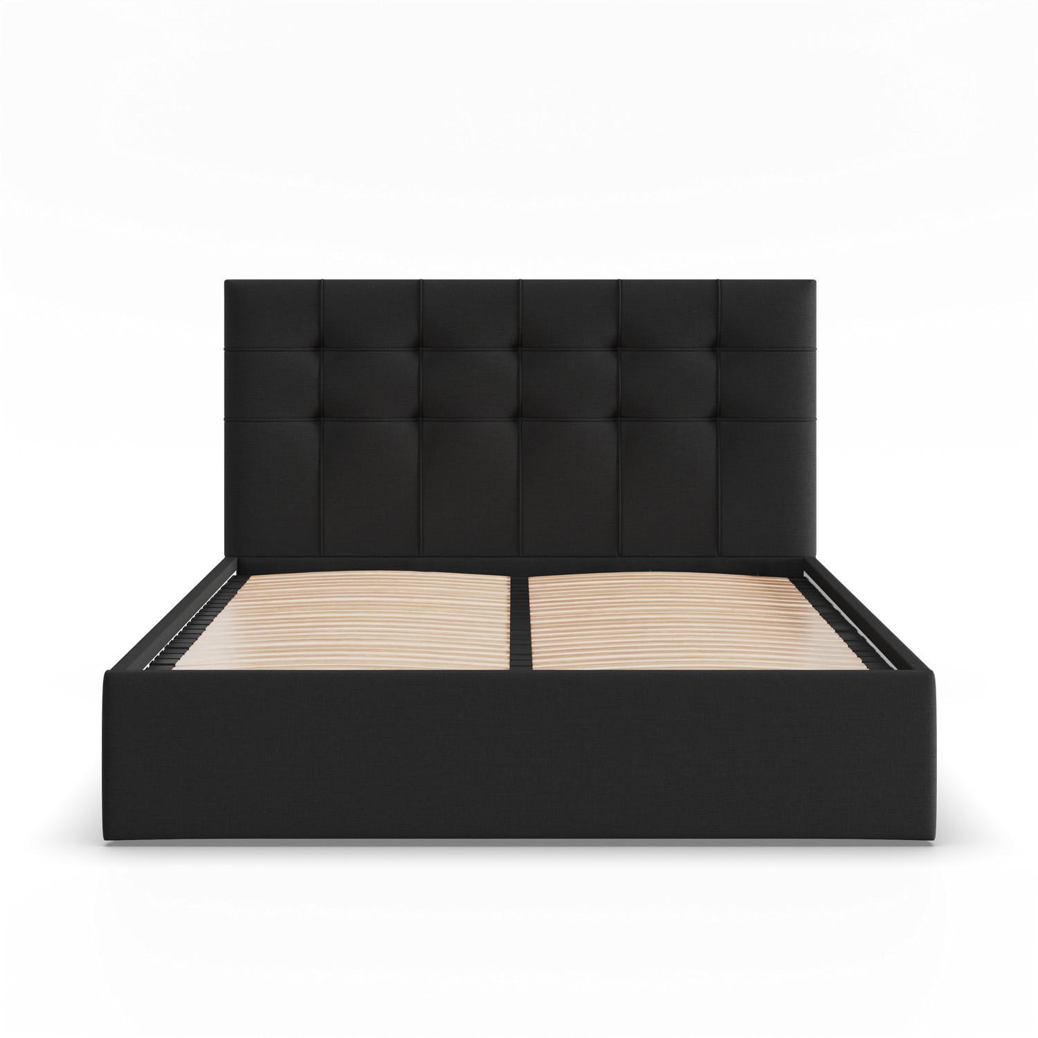 POLSTERBETT MIT KOPFTEIL 180x200 ohne Bettkasten SORIA, Schwarz - Schwarz, Textil (180/200cm) - Mebligo