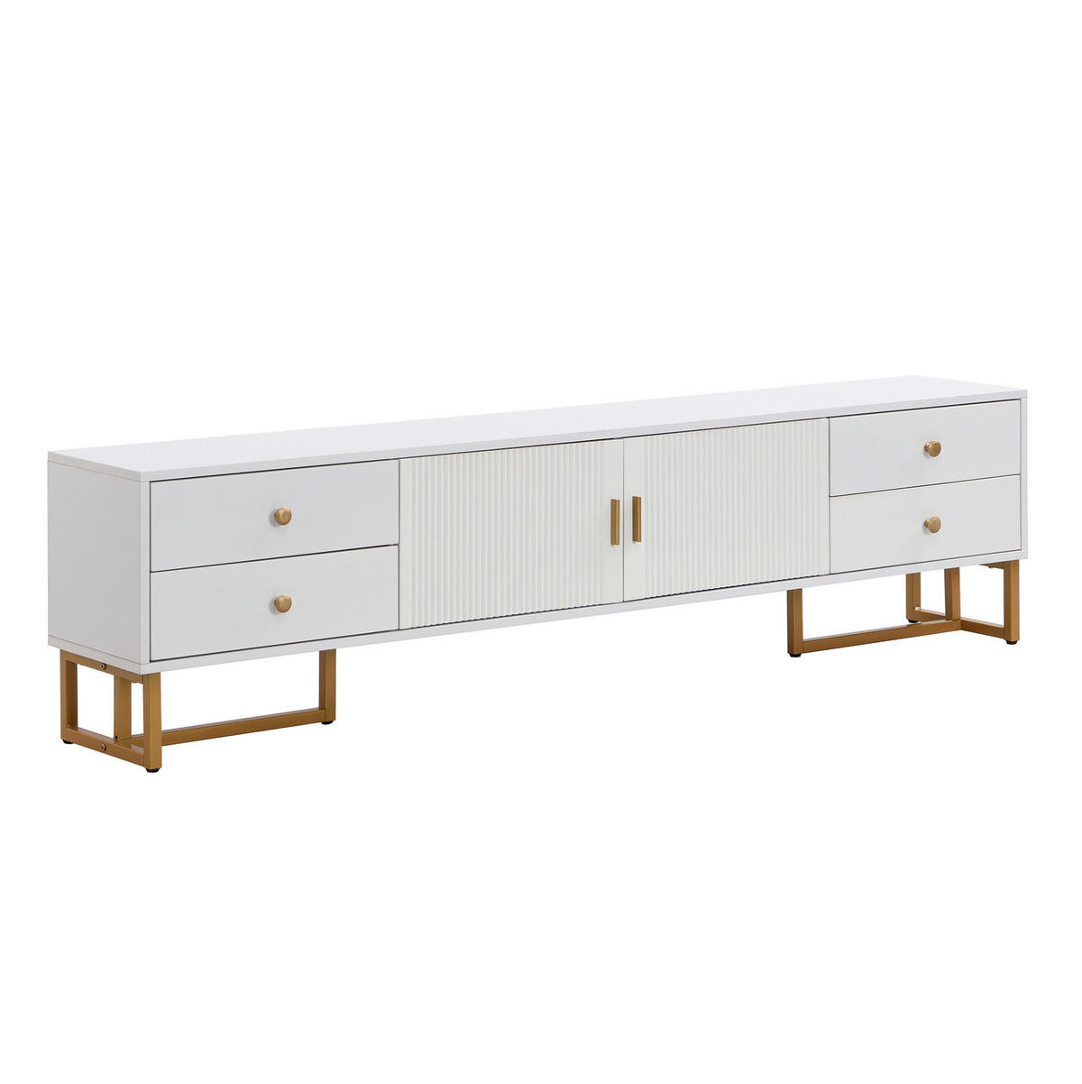 TV-ELEMENT mit 4 Schubladen und 2 Türen 175 cm MDF Weiß - Weiß, Holzwerkstoff (30/46/175cm) - Beauniv
