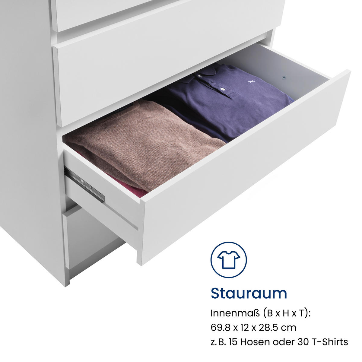 KOMMODE in 76 cm Breite in Weiß - Weiß, Holzwerkstoff (76/87/35cm) - Home Collective