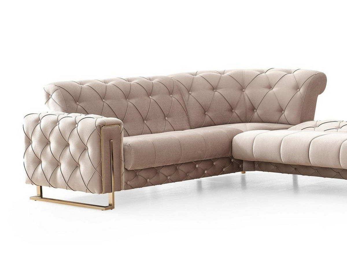 ECKSCHLAFSOFA Shimla Beige - Langer Schenkel Rechts - Beige, Holzwerkstoff/Kunststoff (245/310cm)