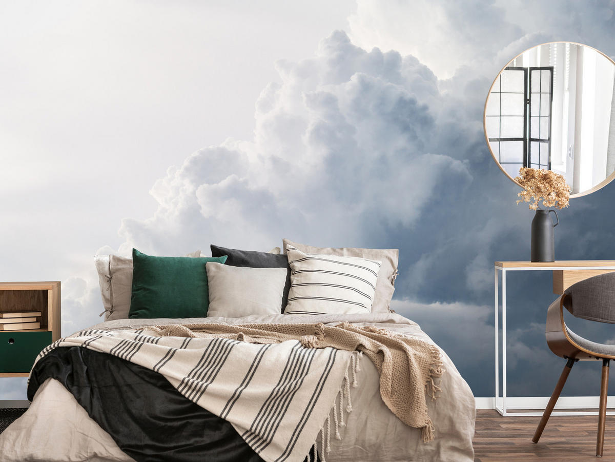 FOTOTAPETE für Schlafzimmer Regenschwül Himmel Wolken Sturm 200x140 - Weiß, Papier (200/140cm) - Muralo