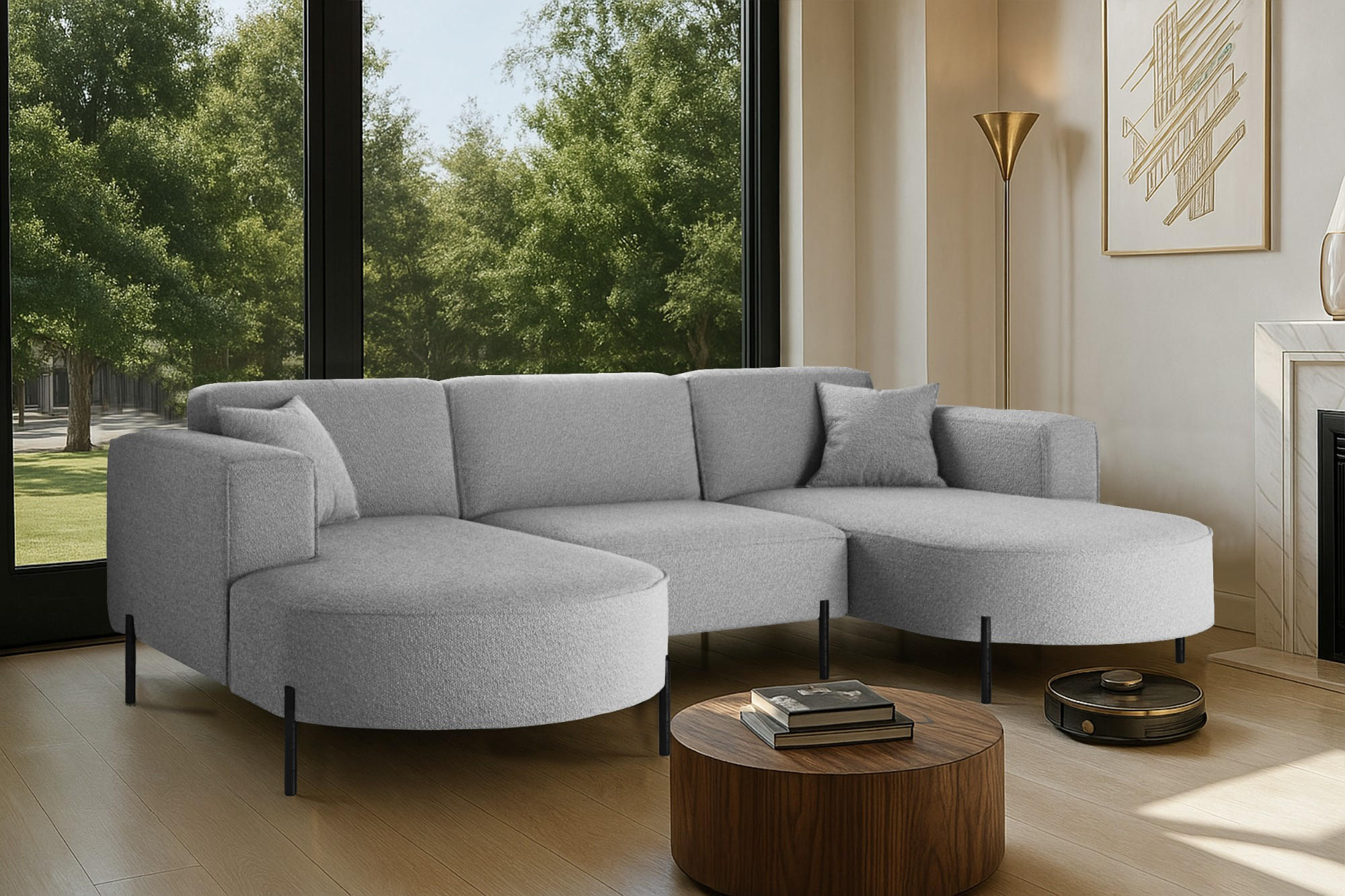 Thumbnail - Kaiser Möbel Ecksofa, Grau, Holz, 299x165 cm, Wohnzimmer, Sofas & Couches, Wohnlandschaften, Ecksofas
